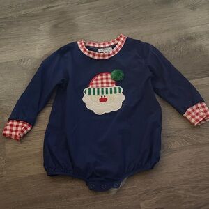 Navy Blue Baby Romper with Santa Design Busy Bees Smocks